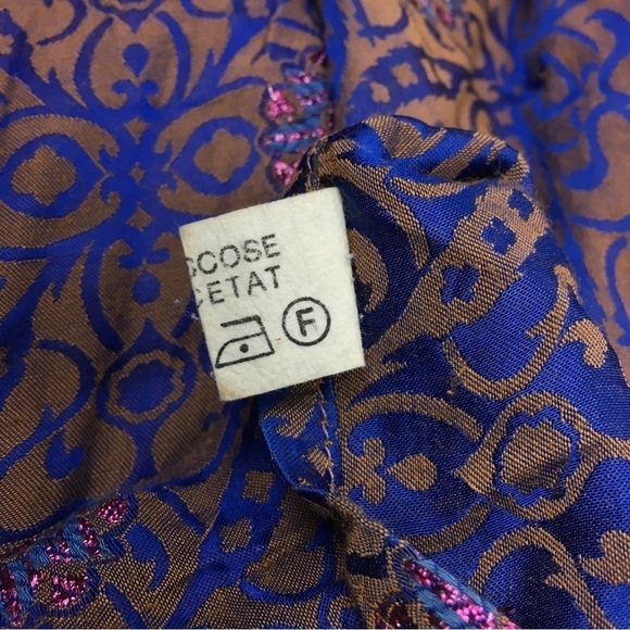 VINTAGE VIP Button Down Shirt Metallic Embroidered Shimmer Retro Funky Medium - Picture 9 of 14